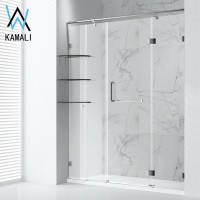 2019 New Design Factory Outlet Customized Hotel Room 3 Panel Hinge Tempered Glass Shower Door for Shower, Bathroom Glass Panel